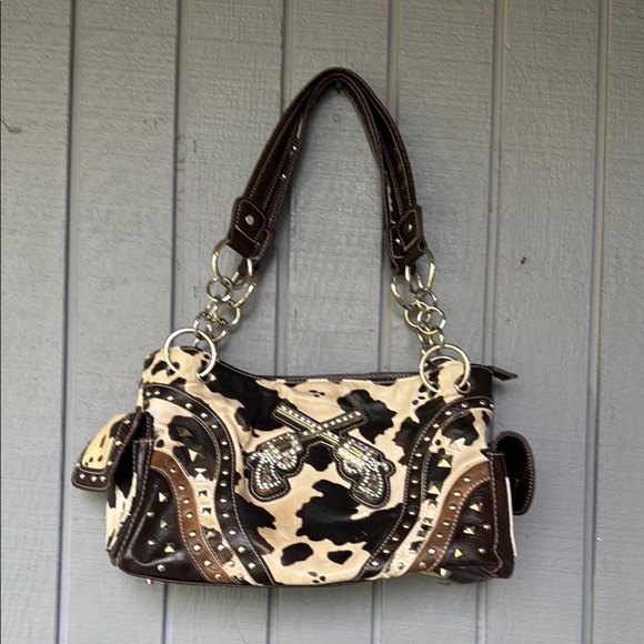 Y2K Brown and Cream Western Style Handbag - Picture 1 of 4